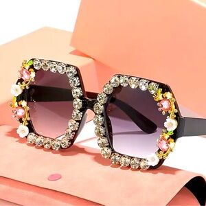 FLORAL EMBELLISHED GLAM SUNNIES NWT
